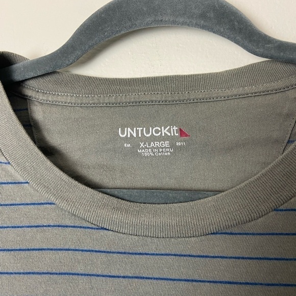 UNTUCKIT • Men’s Cotton Grey Striped Short Sleeve Shirt Size XL - Picture 4 of 6